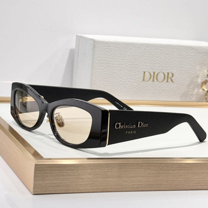 D**R Narrow Cat-Eye Sunglasses | Acetate Frame, Gold Hinge, Christian Dior Paris Temple, Gradient Lenses | 6 Colors