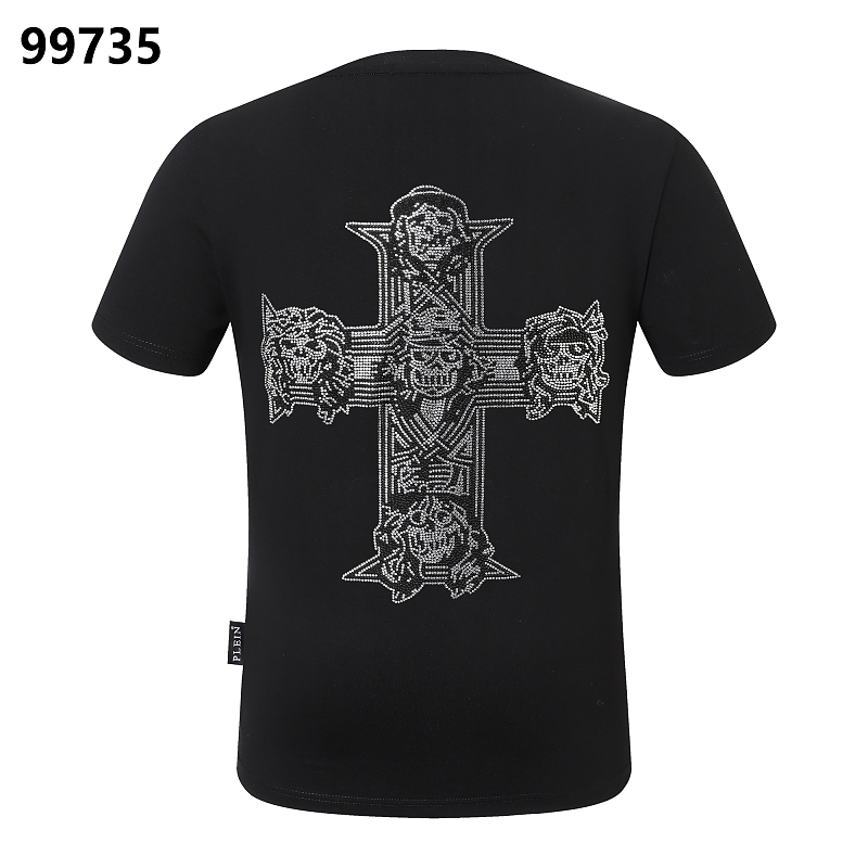P**P Men's Extended Size Logo Emblem T-Shirt | Black White