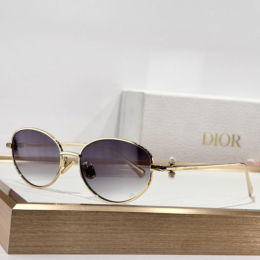 D**R MissDior S3U Round Metal Sunglasses | Gunmetal Frame, Brown Flat Lenses, Pearl Hinge Detail | Multiple Colors