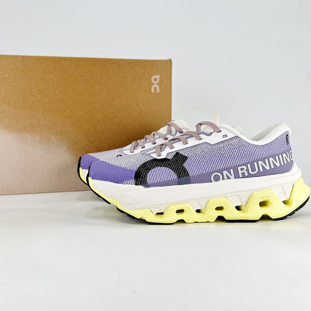 On Cloudmonster 3 – Women's Lightweight Breathable Maximum Cushioning Running Shoes | Lavender & Neon Yellow