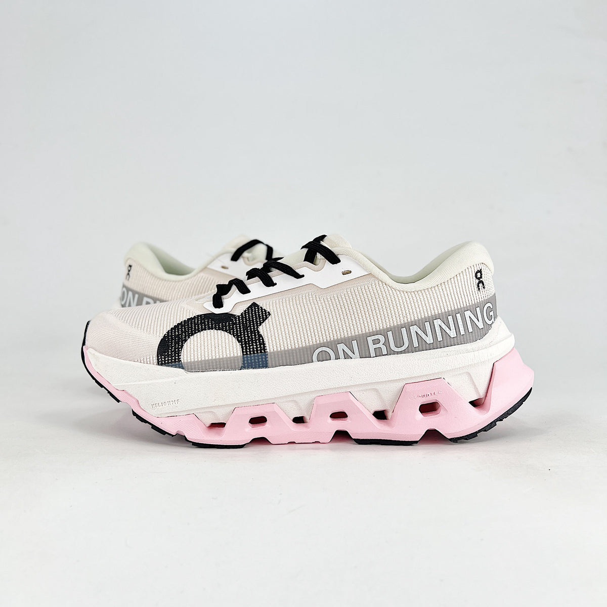 On Cloudmonster 3 – Women's Lightweight Breathable Maximum Cushioning Running Shoes | White, Gray & Pink