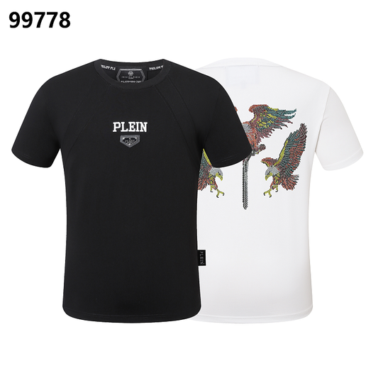 P**P Men's Superyacht Mediterranean Logo Emblem T-Shirt | Black White