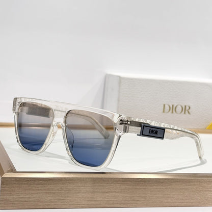 D**R DiorB23 S3I Flat Top Sunglasses | White Acetate Frame, Navy Dior Oblique Print Lenses, DIOR Logo Plaque | Multiple Colors