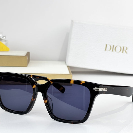 D**R DiorBlackSuit S4I Flat Top Sunglasses | Tortoise Acetate Frame, Navy Blue Lenses, Silver Hinge Detail | Multiple Colors