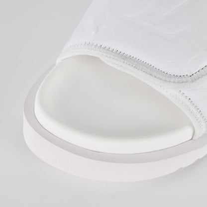 L***V All-White Inflated Pillow Leather Wide Strap Miami Slide Sandals — Spring Summer Boutique Limited Edition