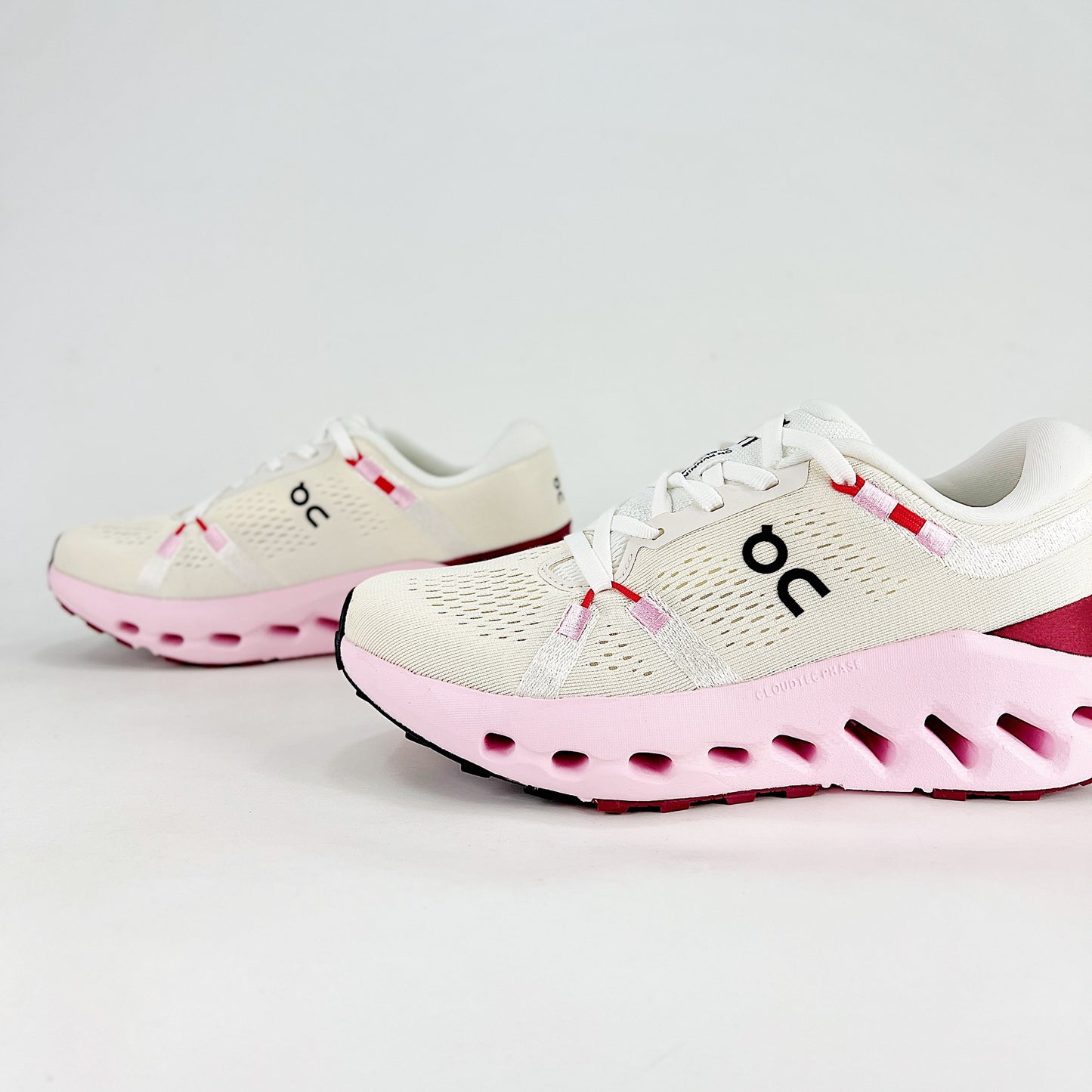 On Cloudsurfer – White & Blush Pink Unisex Soft Cushioned Breathable Running Shoes