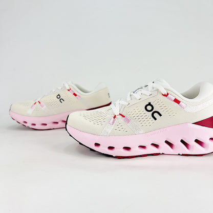 On Cloudsurfer – White & Blush Pink Unisex Soft Cushioned Breathable Running Shoes