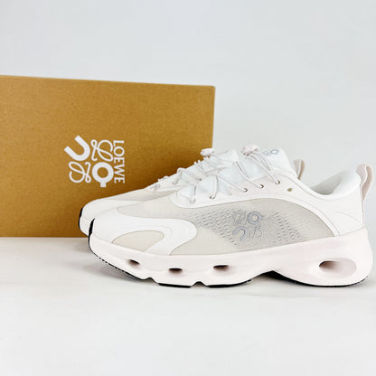 Loewe × On Cloudsolo – Unisex Lightweight Breathable Luxury Collaborative Running Shoes | White & Pearl Silver