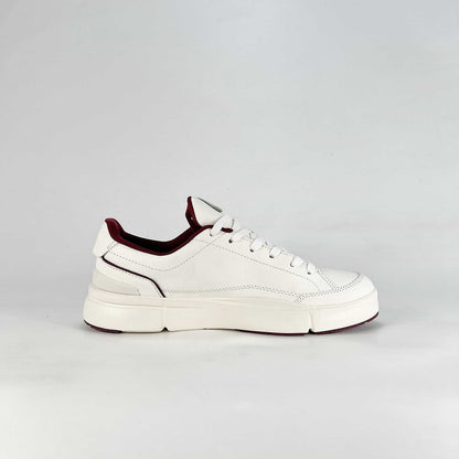 On The Roger Advantage – White & Burgundy Unisex Premium Leather Retro Tennis Lifestyle Sneakers
