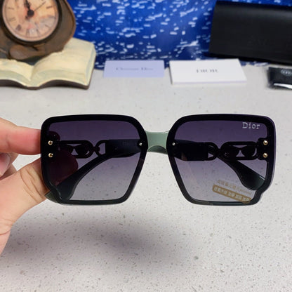 D**R Oversized Square Sunglasses | Mint Green Frame, Gold CD Logo Temple & Blue-Grey Gradient Lenses