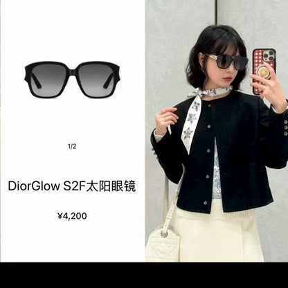 D**R 30Montaigne S3U Oversized Square Sunglasses | Black Acetate Frame, Grey Gradient Lenses, Gold CD Logo Temple | Multiple Colors