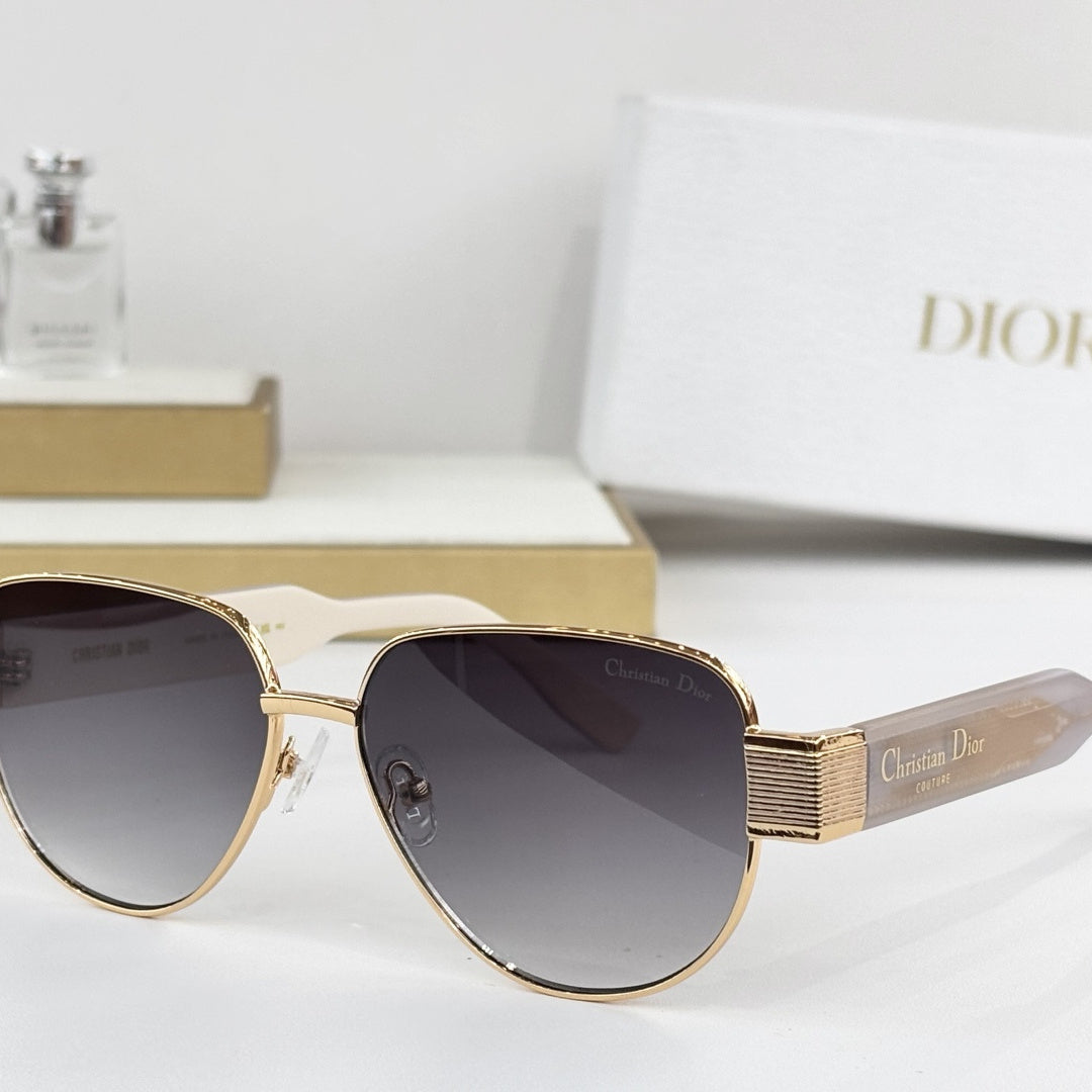 D**R Aviator Sunglasses | Metal Double-Bridge Frame, Christian Dior Couture Ribbed Temple Block, Coloured Acetate Arms | 6 Colors