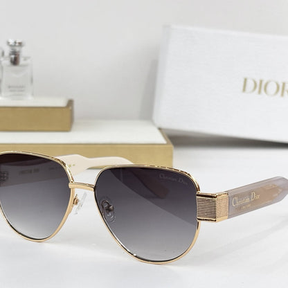 D**R Aviator Sunglasses | Metal Double-Bridge Frame, Christian Dior Couture Ribbed Temple Block, Coloured Acetate Arms | 6 Colors