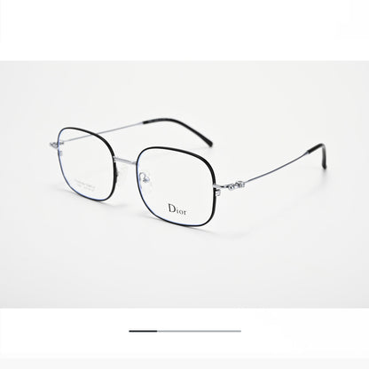D**R Square Optical Eyeglasses Frame | Slim Metal Frame, Clear Lenses & Floral Silver Hinge | 4 Colorways