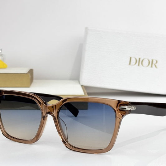 D**R DiorBlackSuit S4I Flat Top Sunglasses | Transparent Blue Acetate Frame, Brown Gradient Lenses, Silver Hinge | Multiple Colors