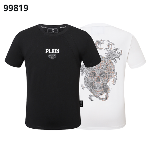 P**P Men's Weekend Casual Logo Emblem T-Shirt | Black White