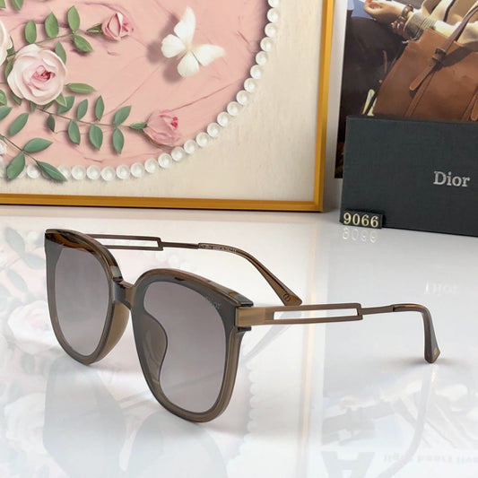 D**R Oversized Butterfly Sunglasses with Glossy Black Acetate Frame, Dark Grey Lenses & Geometric Open-Work Metal Bar Temples