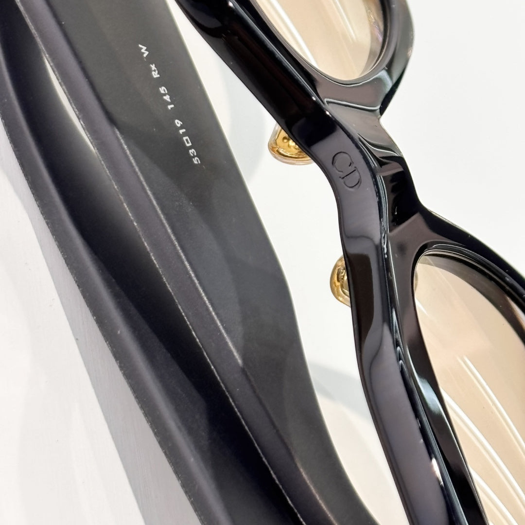 D**R Cat-Eye Optical Frames | Black Acetate, Gold DIOR Nameplate, Christian Dior Paris Temple | Multiple Colors
