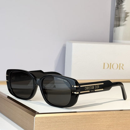 D**R Thick Rectangular Sunglasses with Tortoiseshell Acetate Frame, Brown Gradient Lenses & Gold Logo Temple Hardware