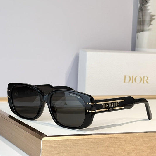 D**R Thick Rectangular Sunglasses with Tortoiseshell Acetate Frame, Brown Gradient Lenses & Gold Logo Temple Hardware