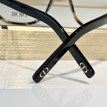 D**R Square Optical Eyeglasses Frame | Black & Tortoiseshell Two-Tone Acetate, Clear Lenses & Gold CD Logo Hinge