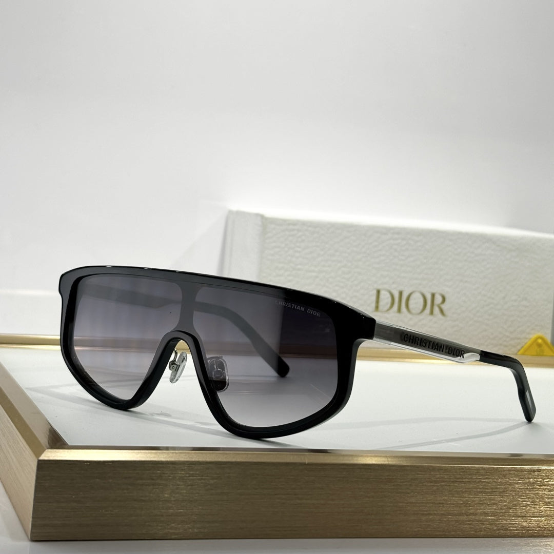 D**R Oversized Shield Visor Sunglasses | One-Piece Lens, Full Acetate Frame, Christian Dior Temple Lettering | 6 Colors incl. Crystal & Black