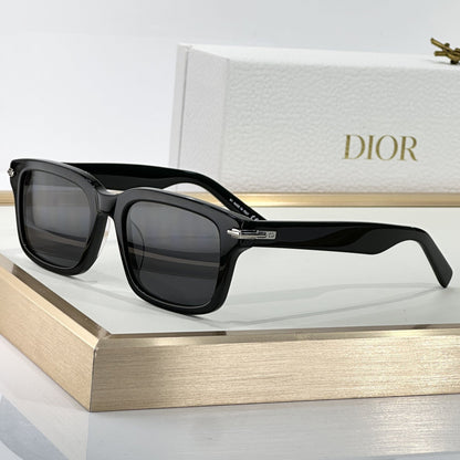 D**R BlackSuit Square Sunglasses | Havana Striped Acetate Frame, Dark Grey Lenses | Multiple Colors