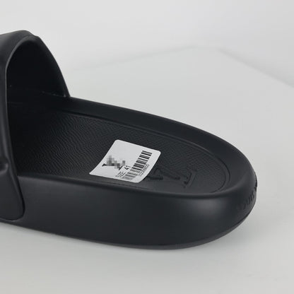 L***V All-Black Tonal Monogram Embossed EVA Waterfront Wide Strap Slide Sandals — Spring Summer Boutique Limited Edition