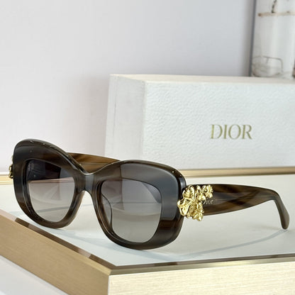 D**R Lady Cat-Eye Sunglasses | Black Acetate Frame, Grey Gradient Lenses & 3D Floral Detail | Multiple Colors