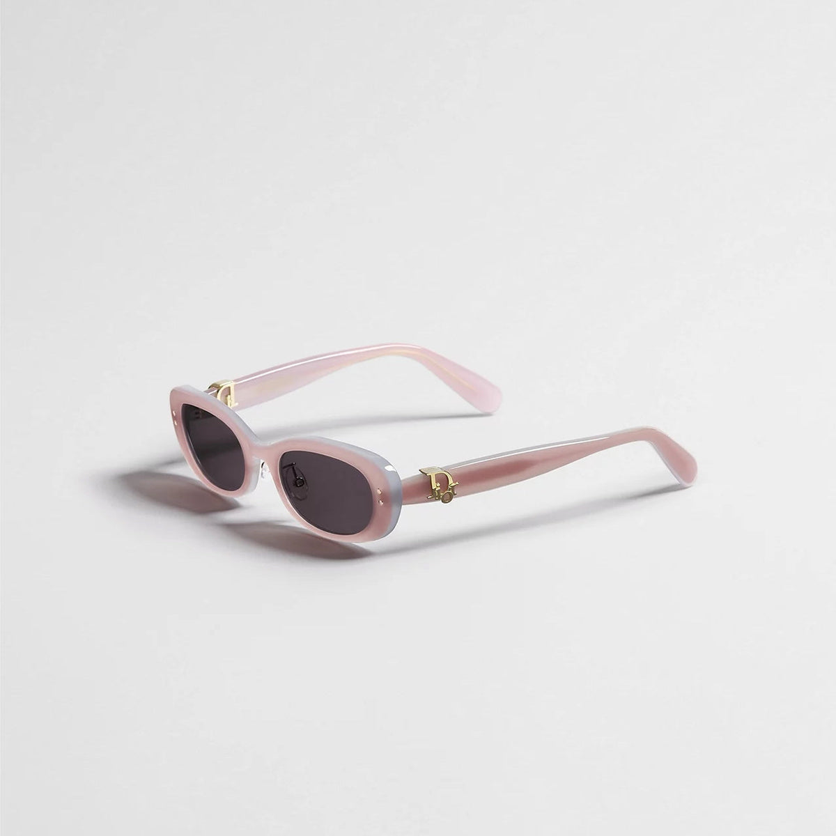 D**R Slim Rectangular Sunglasses with Glossy Black Frame, Dark Grey Lenses & Silver Logo Hardware