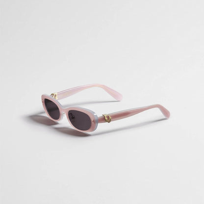 D**R Slim Rectangular Sunglasses with Glossy Black Frame, Dark Grey Lenses & Silver Logo Hardware