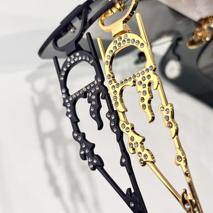 D**R DiorDiamond R1I Round Sunglasses | Black Acetate Frame, Yellow Lenses, Diamond Rivet Detail | Multiple Colors（副本）