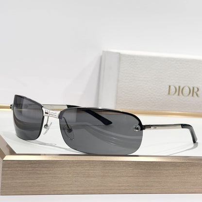 D**R Rimless Sunglasses | Silver Metal Frame, Elongated Rectangle Lens & Clear Gradient Tint | Multiple Colors