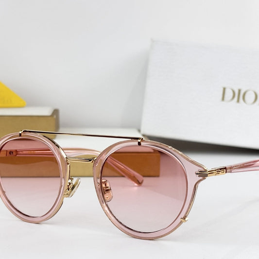 D**R DiorSignature R1U Round Sunglasses | White Acetate Frame, Dark Grey Lenses, Silver Double Bridge | Multiple Colors