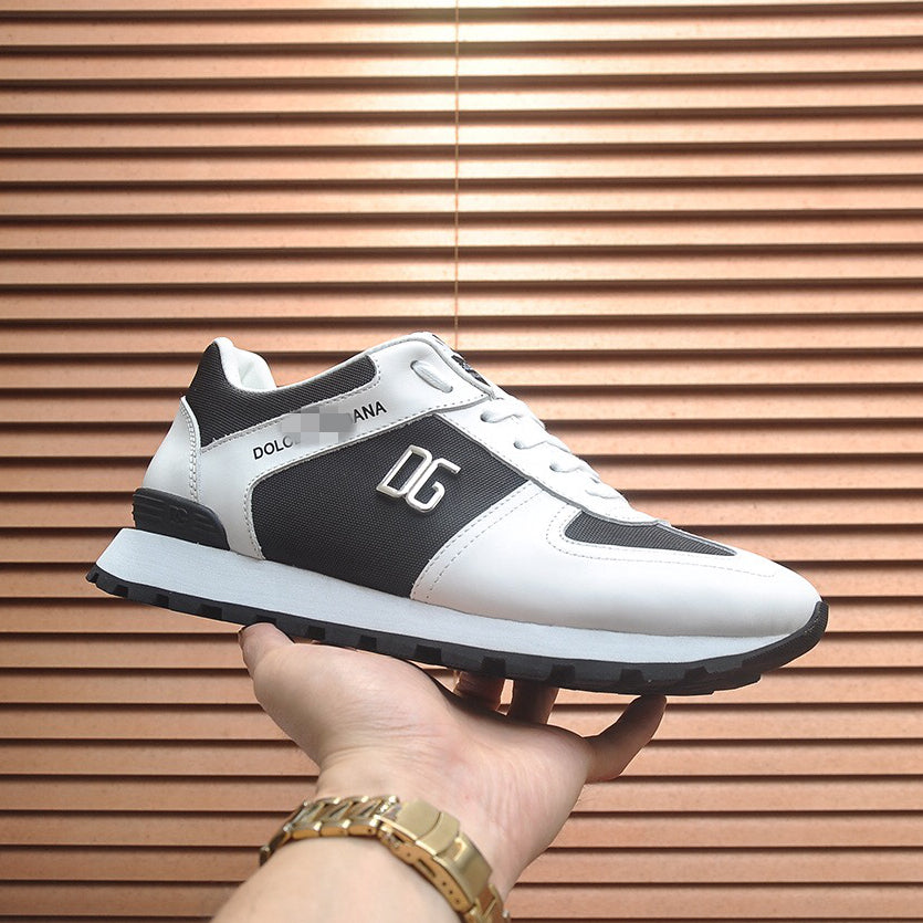 D*G 2026 Premium Leather Casual Sneakers - Designer Unisex Shoes in Black & Blue