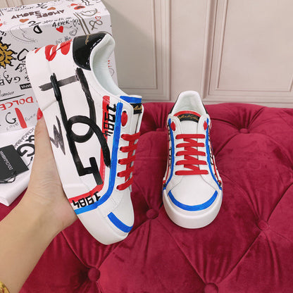 D*G 2026 Luxury Genuine Leather Casual Sneakers - Italian Designer Unisex Shoes