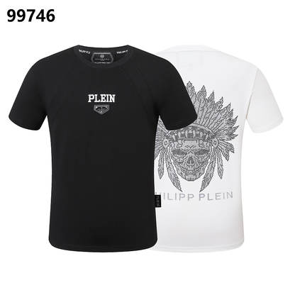 P**P Men's Smart Casual Logo Emblem T-Shirt | Black White