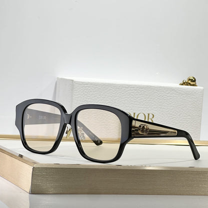 D**R Oversized Square Sunglasses | Glossy Black Frame, Dark Grey Lenses & Gold CD Logo Inlay Temple | 6 Colorways