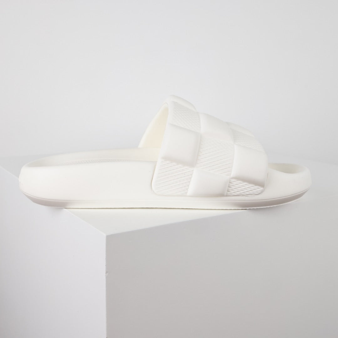 L***V Ivory White Shearling Fluffy Double Strap Slide Sandals — Spring Summer Boutique Limited Edition