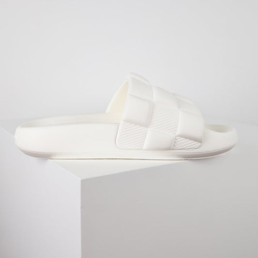L***V Ivory White Shearling Fluffy Double Strap Slide Sandals — Spring Summer Boutique Limited Edition