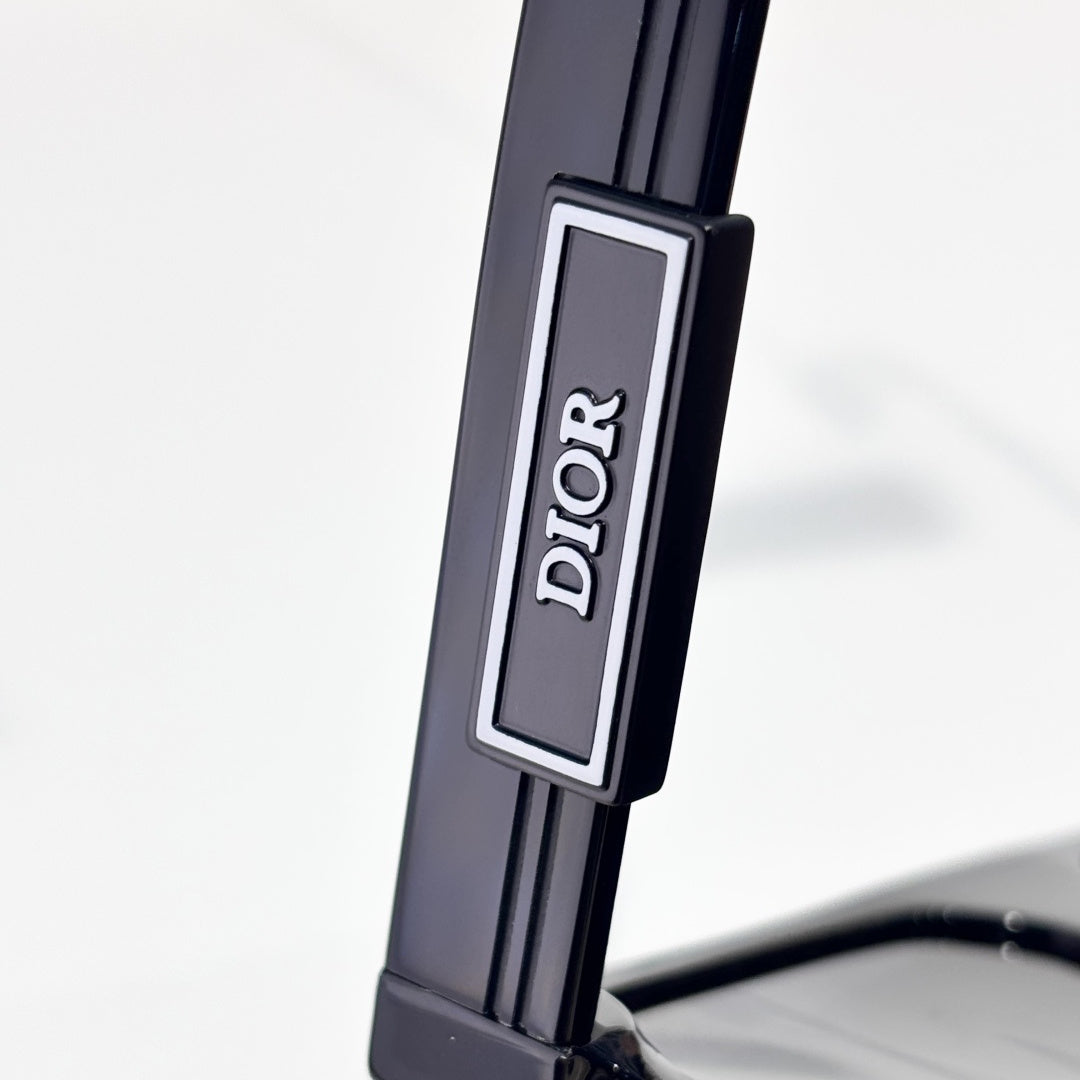 D**R DiorB23 S1I Flat Top Shield Sunglasses | Black Acetate Frame, Dark Grey Shield Lenses, DIOR Logo Plaque | Multiple Colors