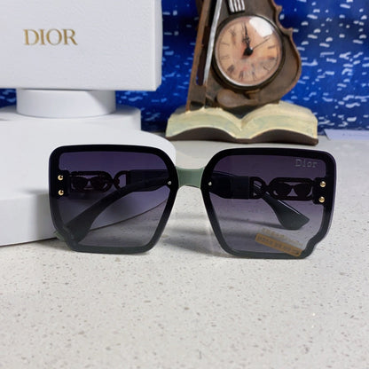 D**R Oversized Square Sunglasses | Mint Green Frame, Gold CD Logo Temple & Blue-Grey Gradient Lenses