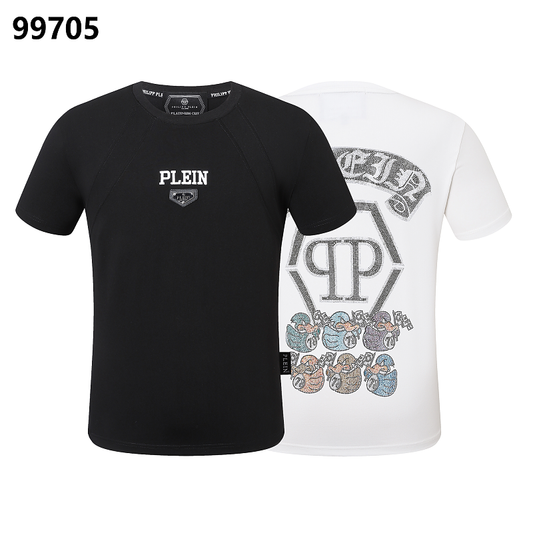 P**P Men's Platinum Cut Logo Emblem T-Shirt | Black White