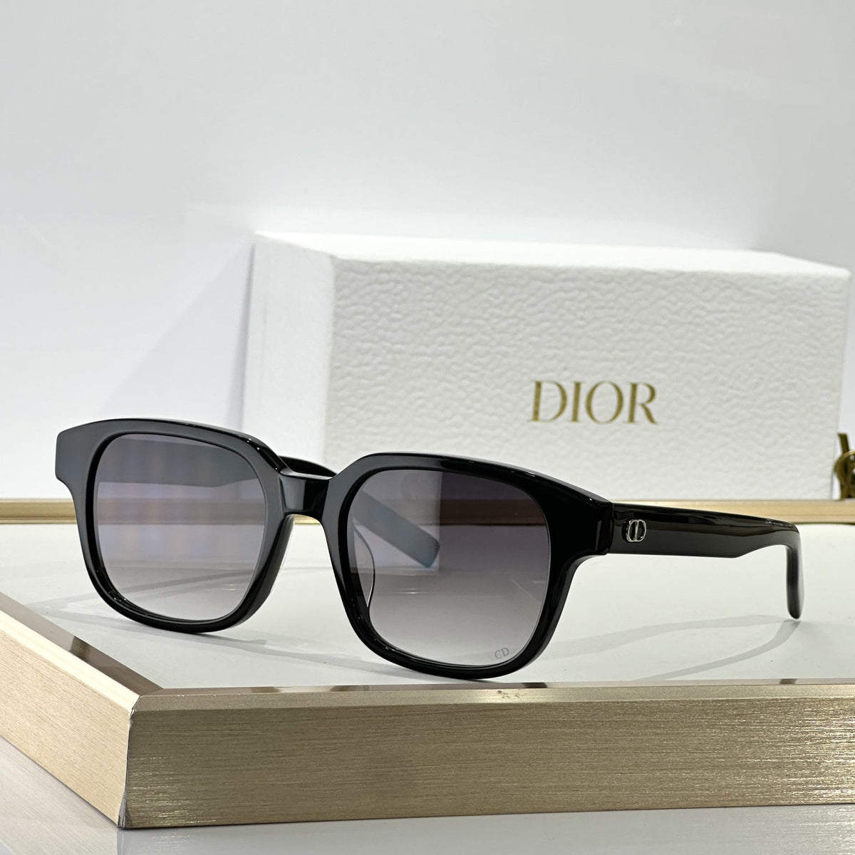 D**R Square Sunglasses | Transparent Champagne Frame, Honey Brown Gradient Lenses & Black CD Logo Hinge | 6 Colorways
