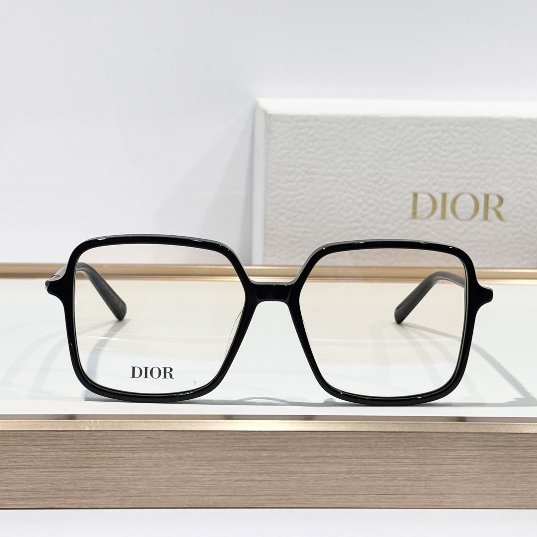 D**R Oversized Square Optical Glasses | Gloss Black Acetate Frame, CD Metal Inlay Temple, Silver CD Round Tip, Blue-Light Lenses
