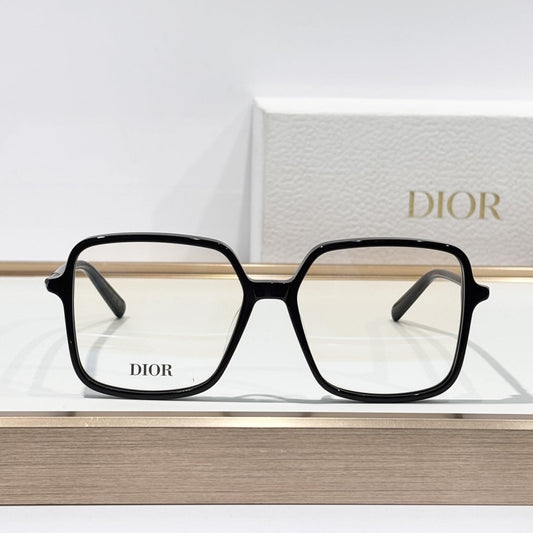 D**R Oversized Square Optical Glasses | Gloss Black Acetate Frame, CD Metal Inlay Temple, Silver CD Round Tip, Blue-Light Lenses