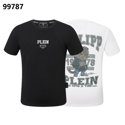 P**P Men's Business Travel Logo Emblem T-Shirt | Black White