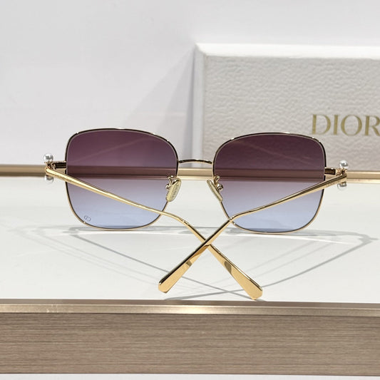 D**R Butterfly Square Sunglasses | Gold Metal Frame, Pearl Hinge Detail, Gradient Rose-Brown Lenses | Multiple Colors