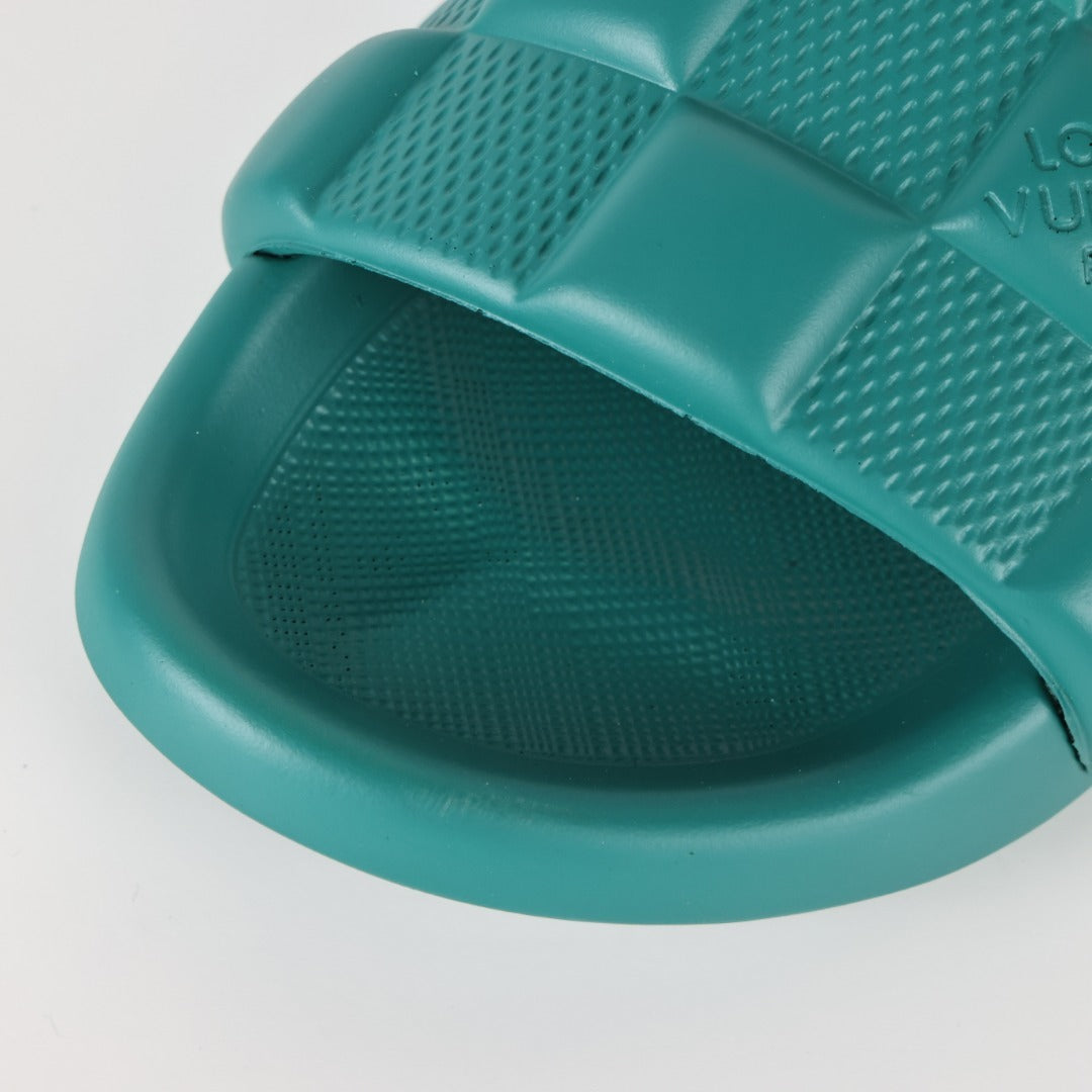 L***V Waterfront Slide Sandals — Monogram Embossed Waterproof Pool Beach Slippers