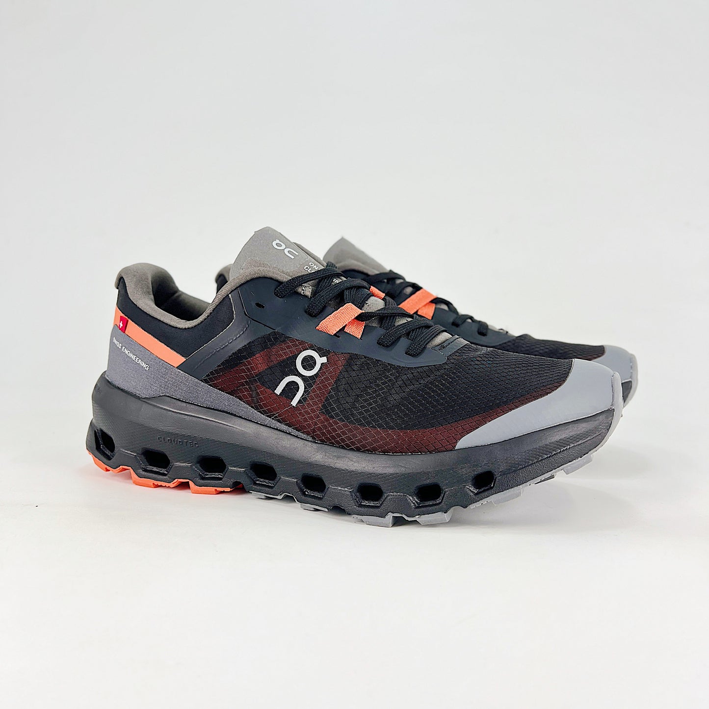 On Running Cloudvista – Black & Grey & Coral Orange Unisex High-Performance Trail Running Shoes